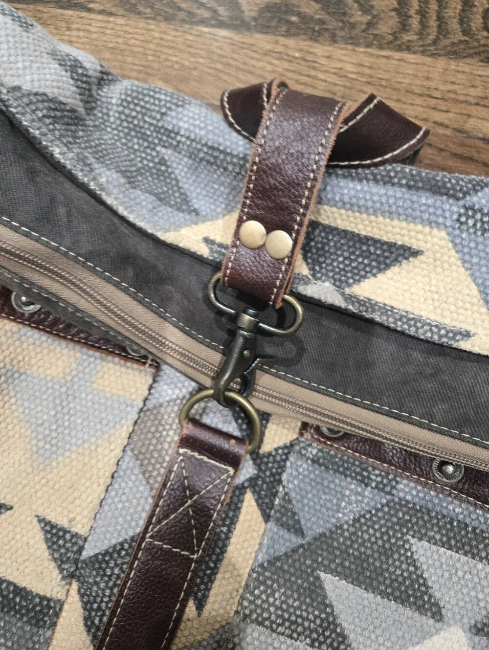 Myra Bag Geometric Aztec Leather Cotton Canvas Backpack Bag